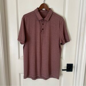 Lululemon Polo Shirt Mens L Performance Golf Preppy Short Sleeve Heathered Red